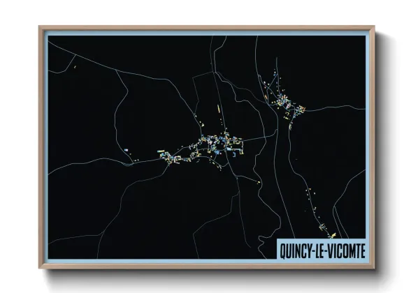Une affiche de carte sur Quincy-le-Vicomte