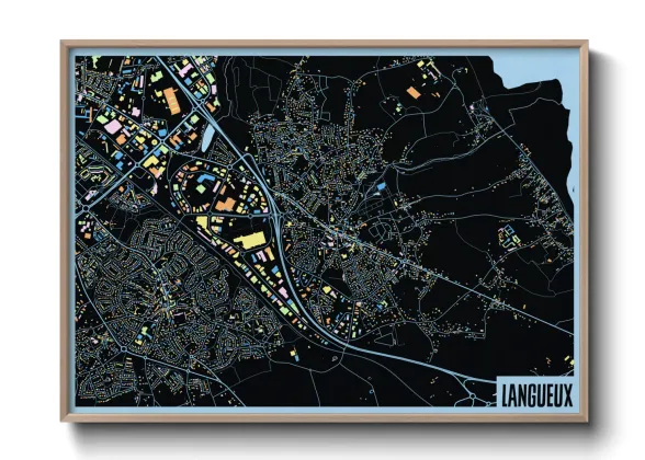 Une affiche de carte sur Langueux