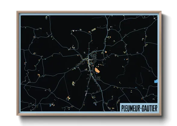 Une affiche de carte sur Pleumeur-Gautier
