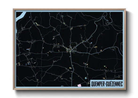 Une affiche de carte sur Quemper-Guézennec