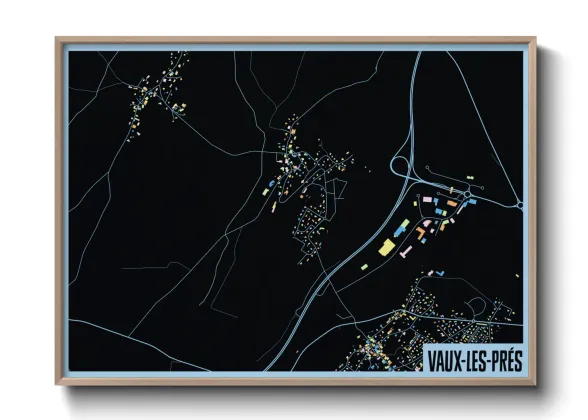 Une affiche de carte sur Vaux-les-Prés