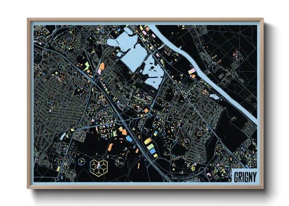 Une affiche de carte sur Grigny