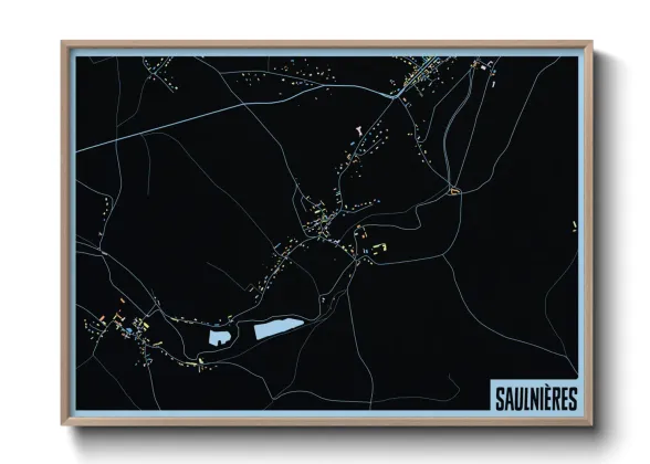 Une affiche de carte sur Saulnières