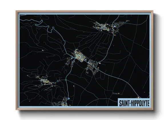 Une affiche de carte sur Saint-Hippolyte