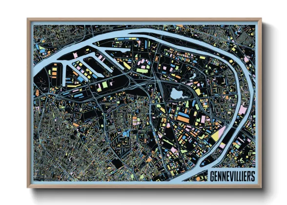 Une affiche de carte sur Gennevilliers