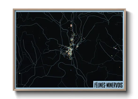 Une affiche de carte sur Félines-Minervois
