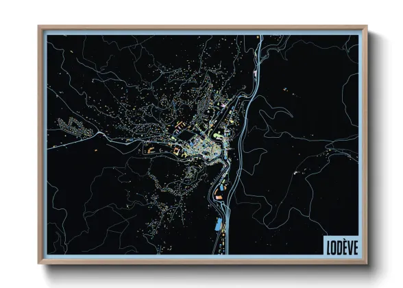 Une affiche de carte sur Lodève