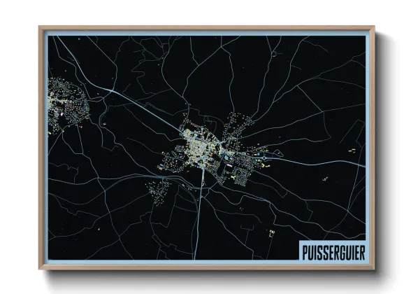 Une affiche de carte sur Puisserguier