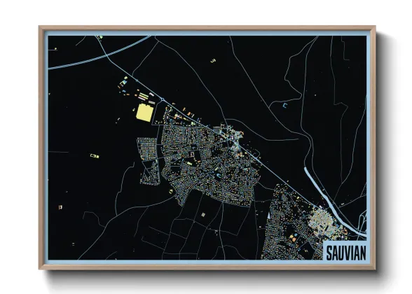 Une affiche de carte sur Sauvian