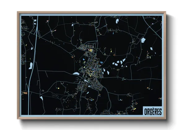 Une affiche de carte sur Orgères