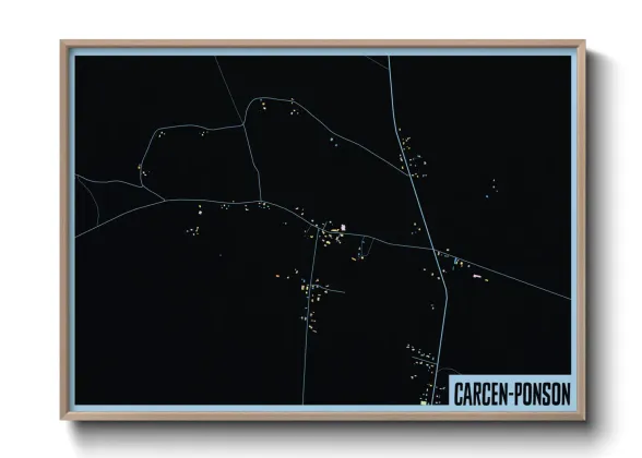 Une affiche de carte sur Carcen-Ponson