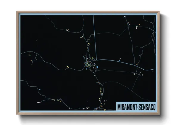 Une affiche de carte sur Miramont-Sensacq