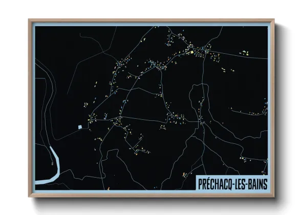 Une affiche de carte sur Préchacq-les-Bains