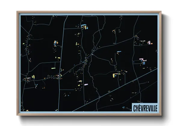 Une affiche de carte sur Chèvreville
