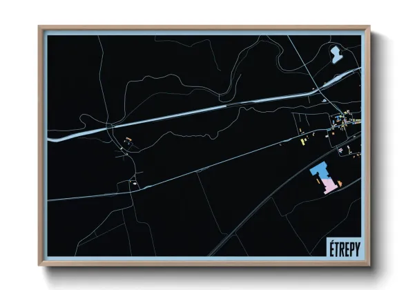 Une affiche de carte sur Étrepy