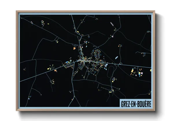 Une affiche de carte sur Grez-en-Bouère