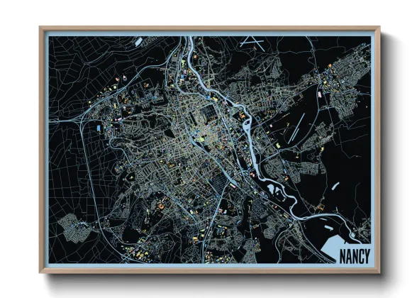 Une affiche de carte sur Nancy