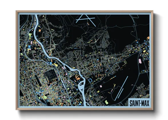 Une affiche de carte sur Saint-Max