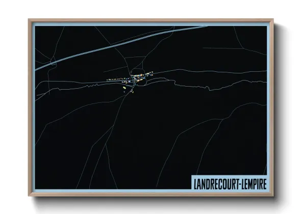 Une affiche de carte sur Landrecourt-Lempire