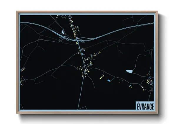 Une affiche de carte sur Évrange