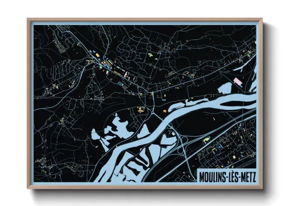 Une affiche de carte sur Moulins-lès-Metz