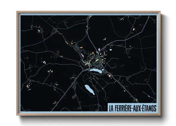 Une affiche de carte sur La Ferrière-aux-Étangs