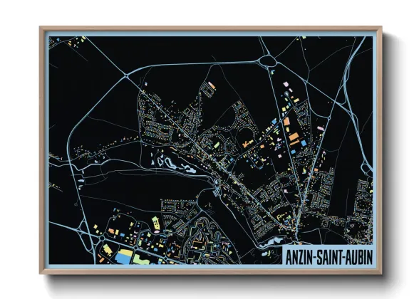 Une affiche de carte sur Anzin-Saint-Aubin
