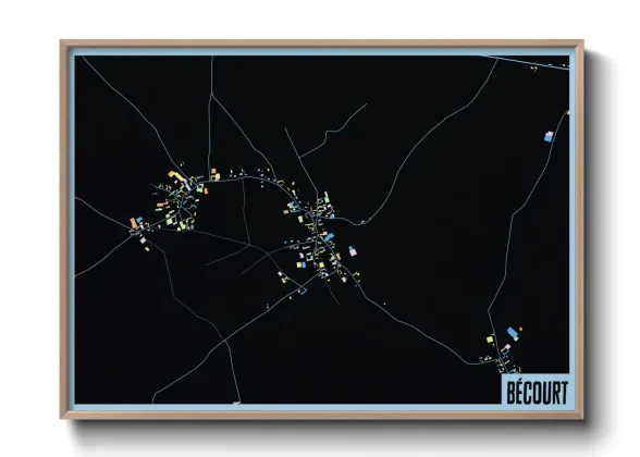 Une affiche de carte sur Bécourt