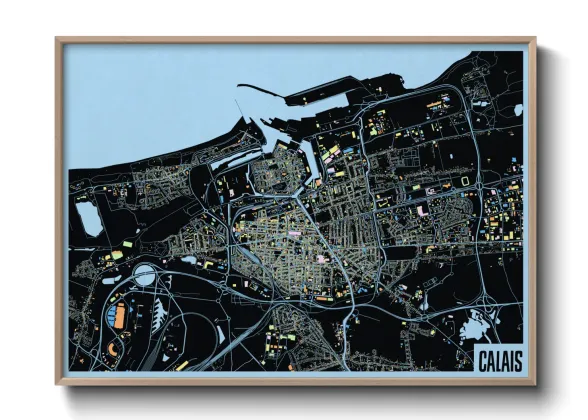 Une affiche de carte sur Calais