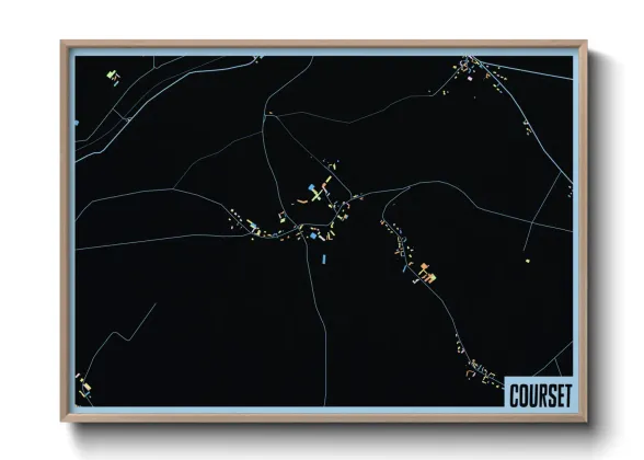Une affiche de carte sur Courset