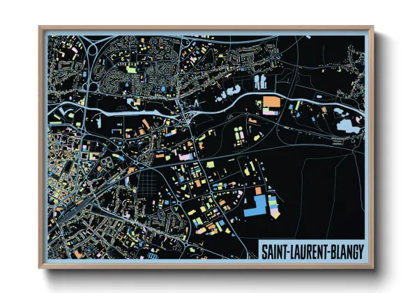 Une affiche de carte sur Saint-Laurent-Blangy