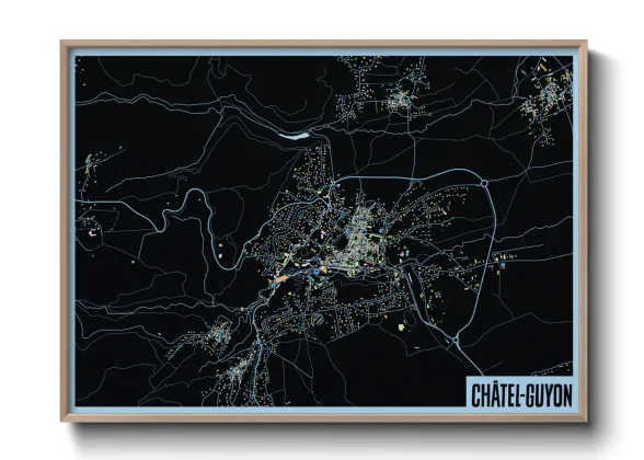 Une affiche de carte sur Châtel-Guyon