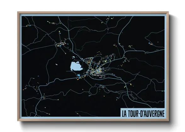 Une affiche de carte sur La Tour-d'Auvergne