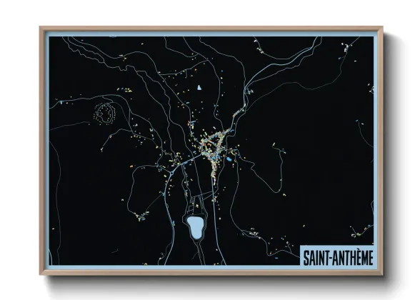 Une affiche de carte sur Saint-Anthème
