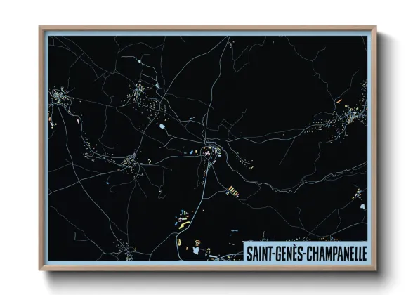 Une affiche de carte sur Saint-Genès-Champanelle