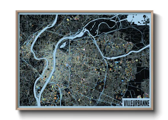 Une affiche de carte sur Villeurbanne