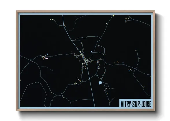 Une affiche de carte sur Vitry-sur-Loire