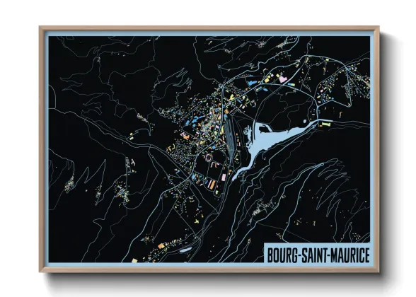 Une affiche de carte sur Bourg-Saint-Maurice