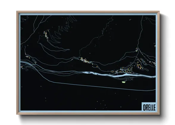 Une affiche de carte sur Orelle