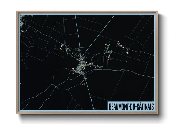 Une affiche de carte sur Beaumont-du-Gâtinais