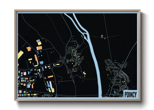 Une affiche de carte sur Poincy