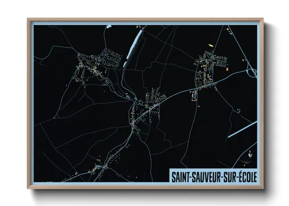Une affiche de carte sur Saint-Sauveur-sur-École