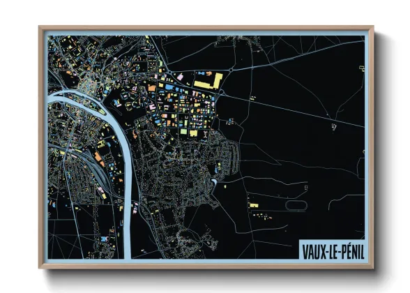Une affiche de carte sur Vaux-le-Pénil