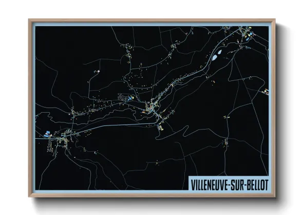 Une affiche de carte sur Villeneuve-sur-Bellot