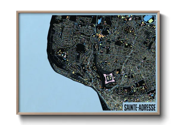 Une affiche de carte sur Sainte-Adresse