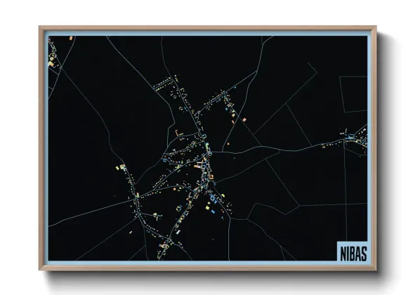 Une affiche de carte sur Nibas