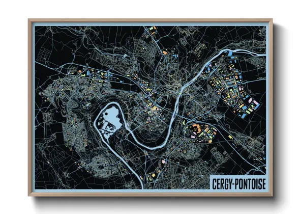Une affiche de carte sur Cergy-Pontoise