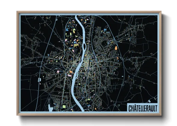 Une affiche de carte sur Châtellerault