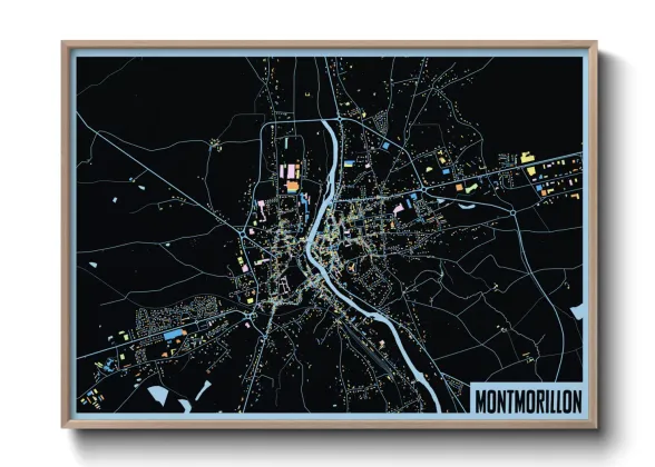Une affiche de carte sur Montmorillon