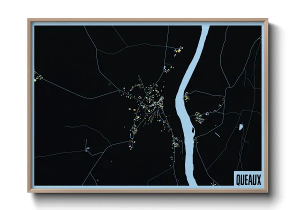 Une affiche de carte sur Queaux